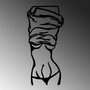 Wallity Undressing Woman Escultura de pared de metal negra